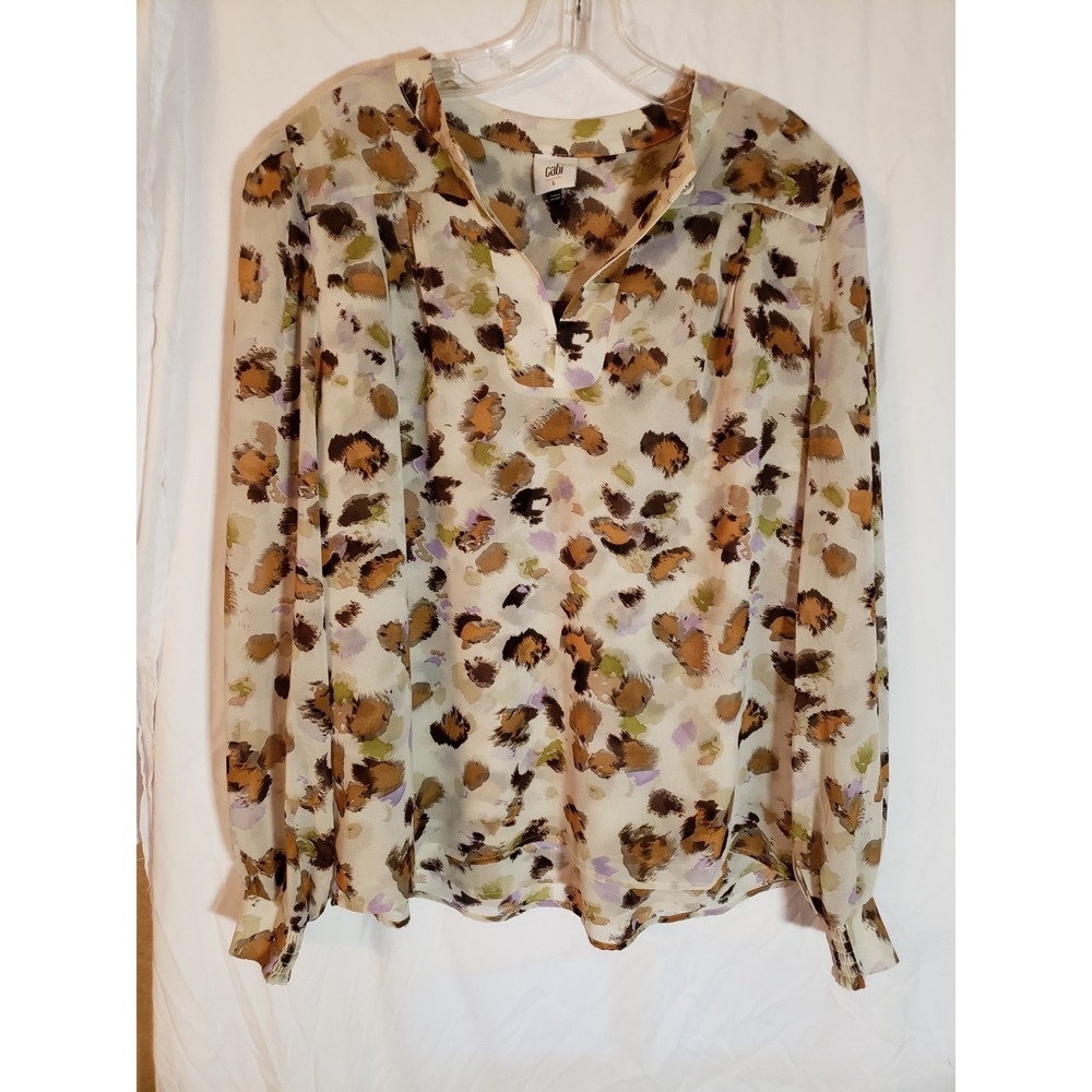 Women's Cabi Brown Floral Long Sleeve Blouse Size L